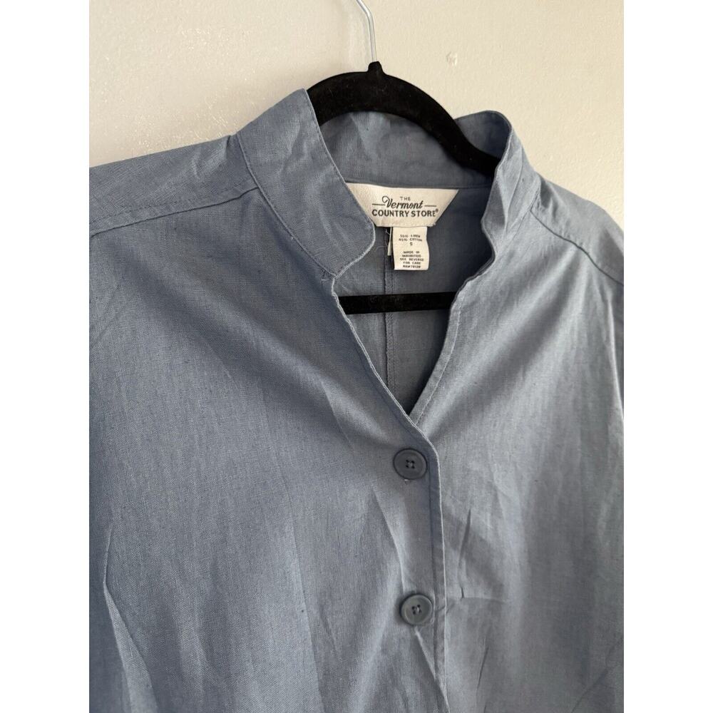 The Vermont Country Store Linen Blend Button Front Long Sleeve Shirt Size Small - Picture 3 of 6